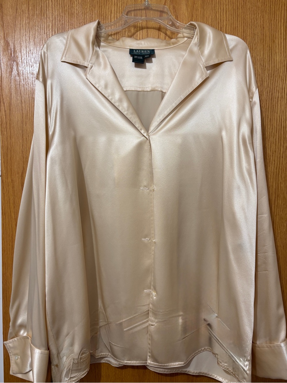 Ralph Lauren Satin Silk Blouse in Champagne Beige